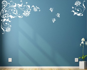 Flowers and Butterflies Vinyl Decals Modern Wall Art